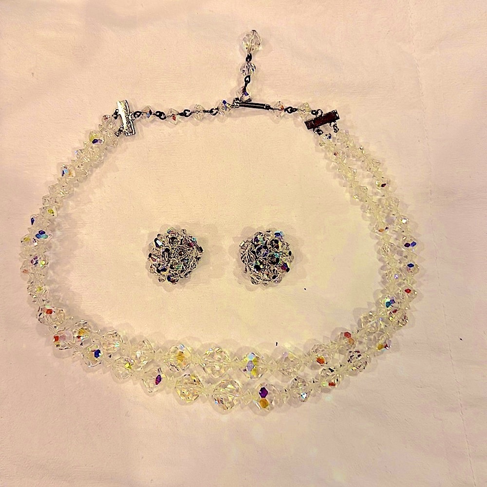Vintage Rare AB Crystal Choker and earring set